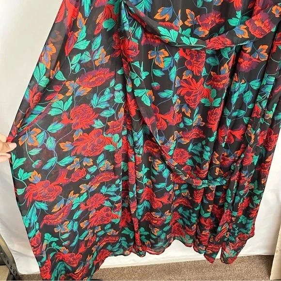 NWT Torrid Plus Size Women's Maxi Peasant Chiffon Floral Black Dress sz 6X/30 - Picture 14 of 16